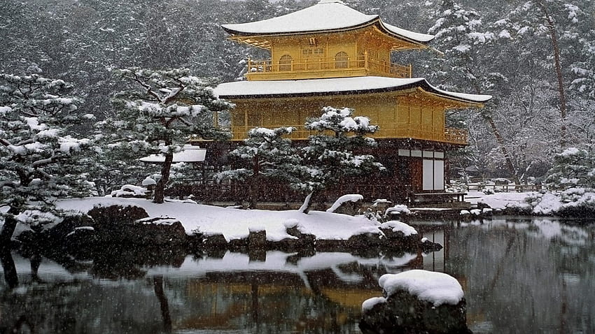 Kinkaku Tag : Reflection Physics Historic Monuments, Winter Japanese Garden HD wallpaper