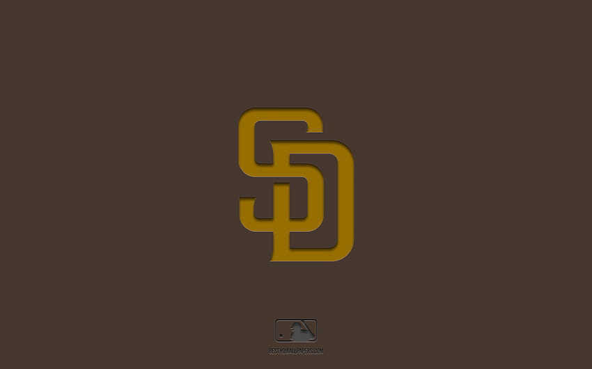 Сан Диего Падрес, кафяв фон, американски бейзболен отбор, емблема на Сан Диего Падрес, MLB, Сан Диего, САЩ, бейзбол, лого на Сан Диего Падрес HD тапет
