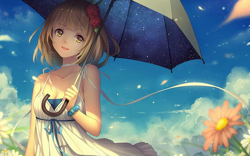Anime girl, anime art, manga, kawaii, summer, umbrella • For You For & Mobile, Anime Girl Umbrella HD wallpaper