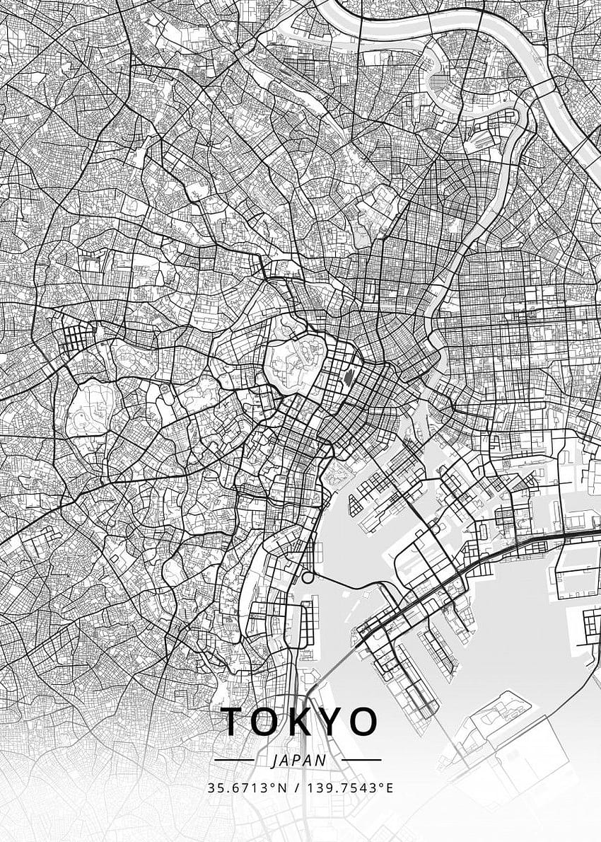 Tokyo, Japonya' Posteri, Tasarımcı Harita Sanatı. Displate. Metro haritası tasarımı, Şehir haritaları tasarımı, Japonya haritası HD telefon duvar kağıdı