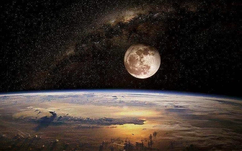 Ziemia i Księżyc, Ziemia, planeta, Księżyc, przestrzeń, satelita Tapeta HD