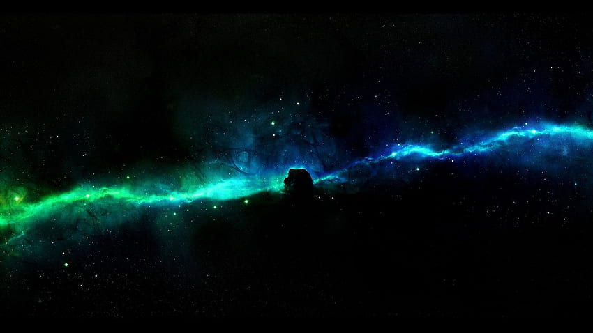 Mgławica Koński Łeb, niebieska i zielona galaktyka Tapeta HD