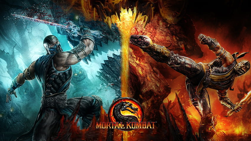 Preview mortal kombat, cold, fire, dragon, game HD wallpaper
