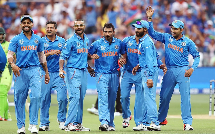 Szczęśliwa indyjska drużyna krykieta na ziemi ładnie. . Krykiet w Indiach, drużyna krykieta w Indiach, drużyny krykieta Tapeta HD