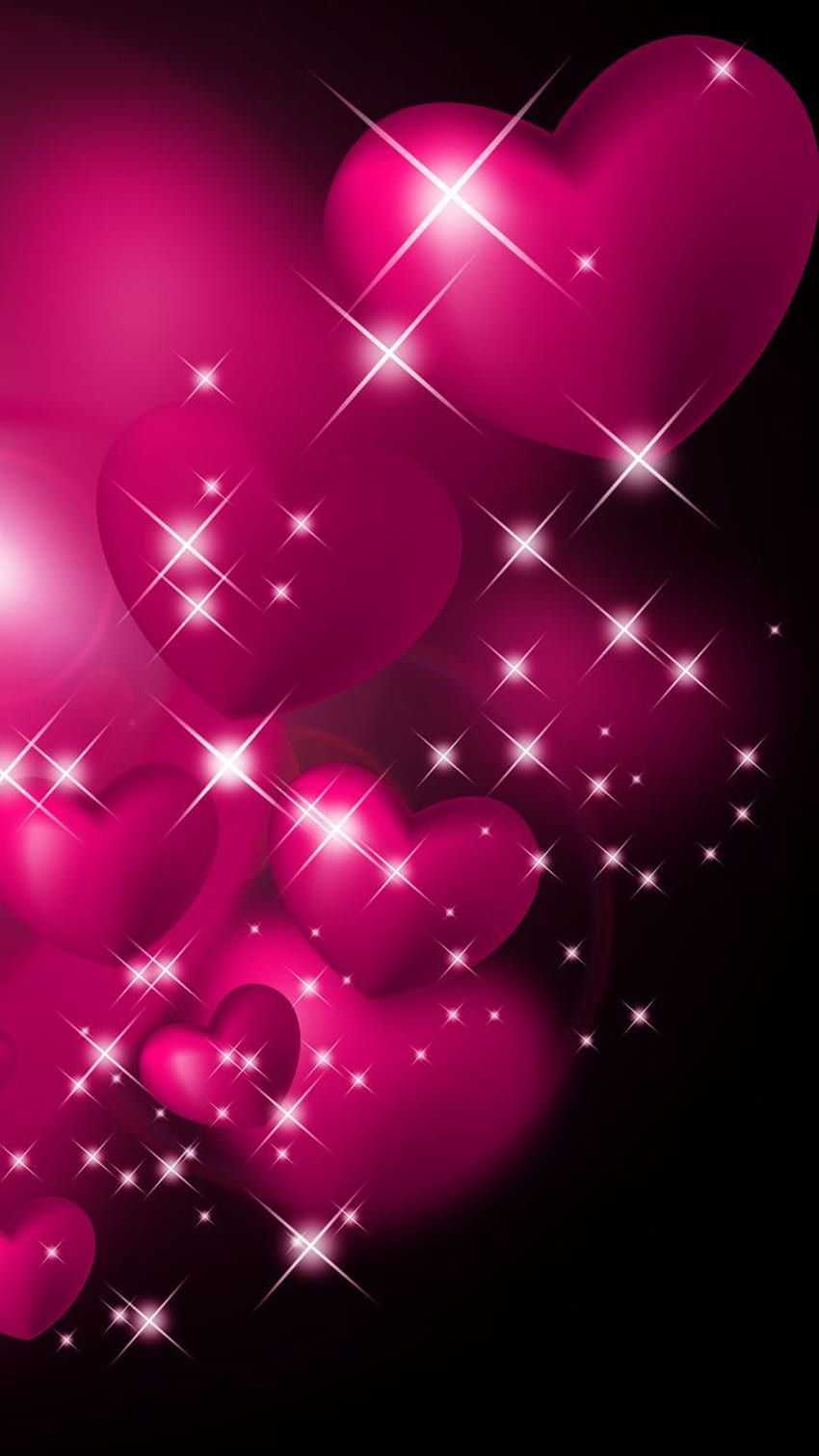 Pink sparkling hearts. Heart , Valentines , Flower phone HD phone wallpaper  | Pxfuel