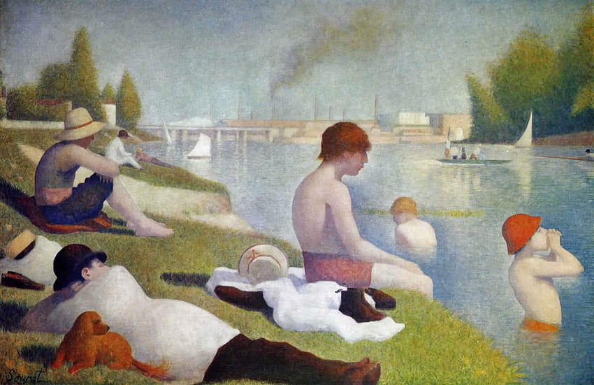 Bathing At Asnieres - Georges Seurat HD wallpaper