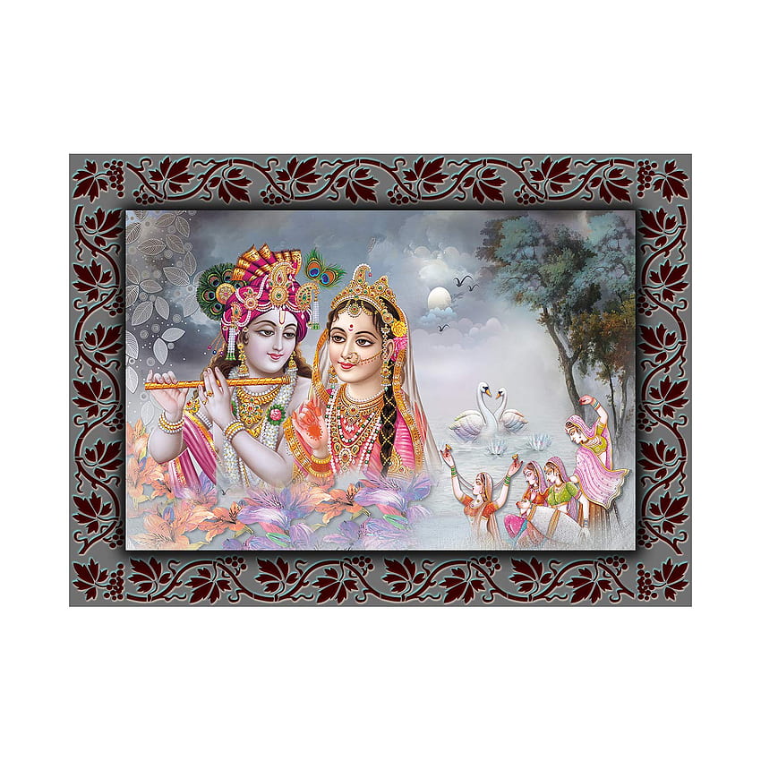 ZANKHI Art Amazing Radha Krishna Painting Sparkle Rivestito Autoadesivo Senza Cornice Ristampa Digitale 16 inch x 22 inch Painting:: Casa e cucina Sfondo del telefono HD