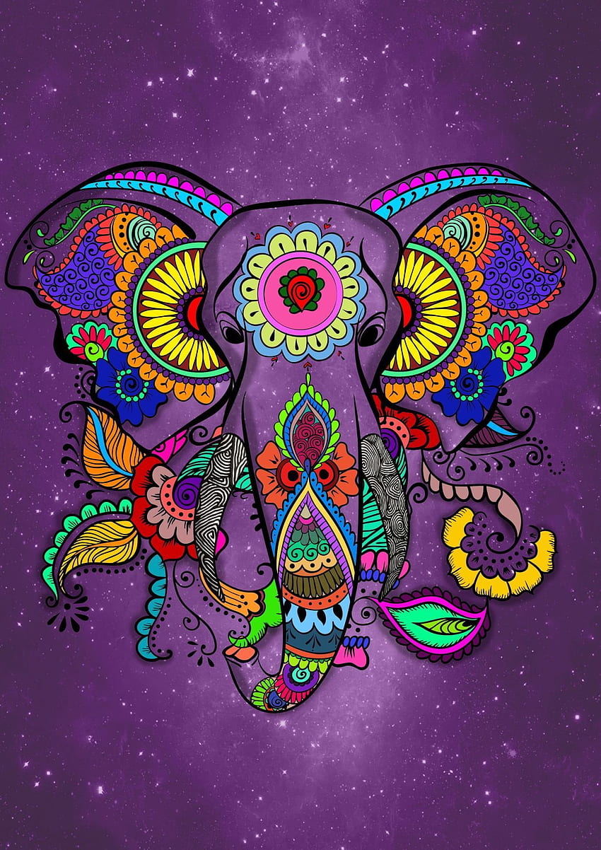 Fondos de Pantalla Elefantes Mandala Hindú Para Cellular. 象の絵、象の版画アート、象のアート、ヒンズー教の曼荼羅 HD電話の壁紙
