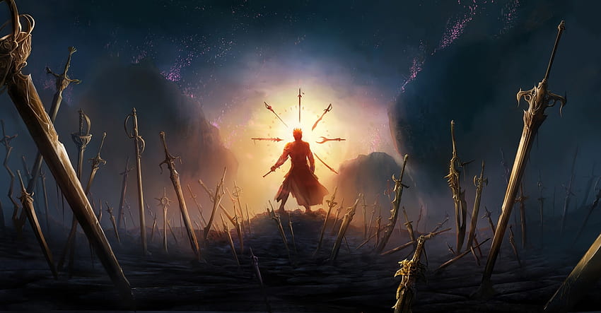 Swords, fantasy, warrior, art HD wallpaper