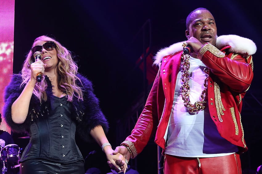 Mariah Carey and Busta Rhymes Match in Leather and Fur Ensembles HD wallpaper