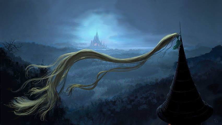 blondes, Castles, Tower, Forests, Long, Hair, Escape, Rapunzel, Fairy, Tales / and Mobile Background, Dark Fairy Tale HD wallpaper