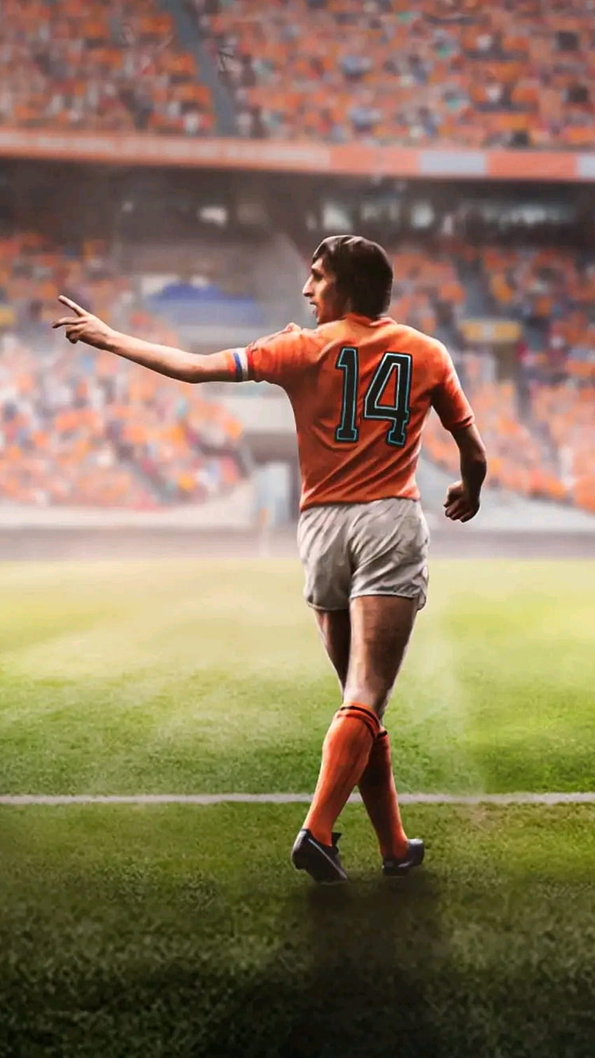 Йохан Кройф, оранжев, футбол, Холандия, 14, футбол, играч HD тапет за телефон