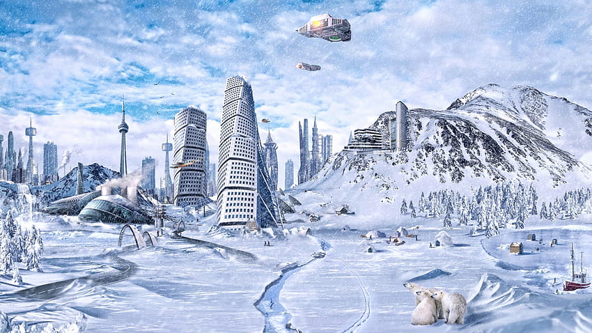 3D - Cidade Invernal Pós-Apocalíptica, Apocalipse Invernal papel de parede HD