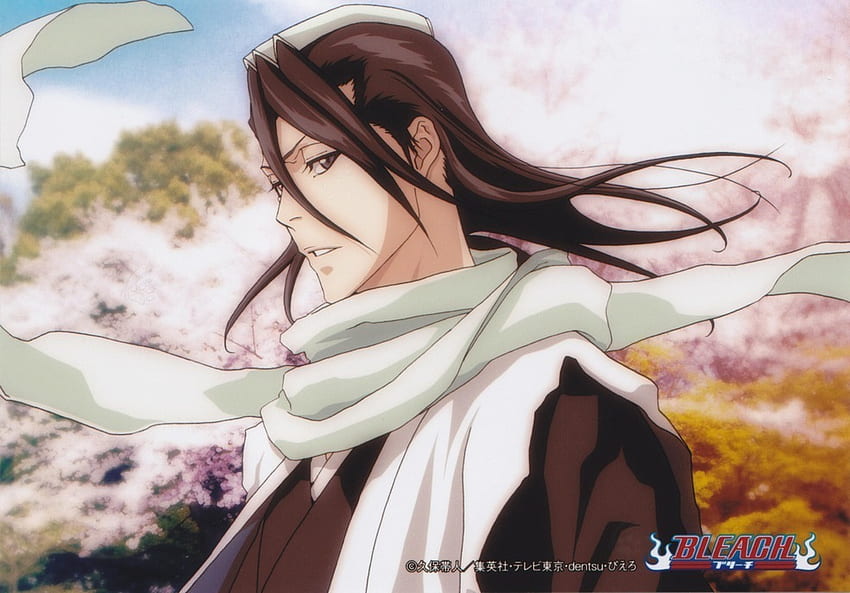 Byakuya Kuchiki, eau de Javel, anime, fleurs de cerisier Fond d'écran HD