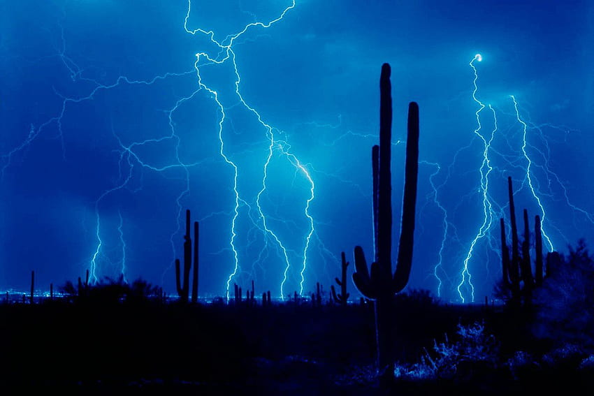 Сезон на мусоните в пустинята Сонора. Светкавица, природа gif, синя светкавица, анимирана светкавица HD тапет