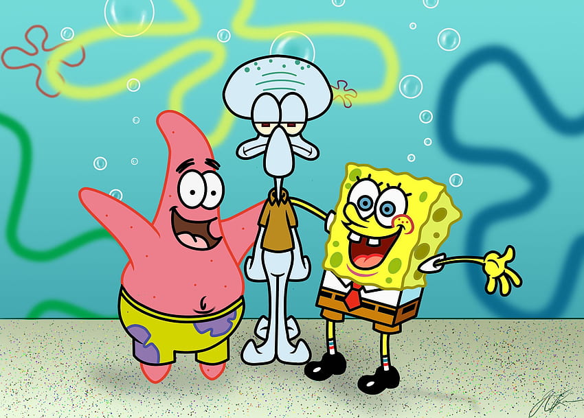 Spongebob Schwammkopf. Spongebob-Freunde, Spongebob, ästhetischer Thaddäus HD-Hintergrundbild