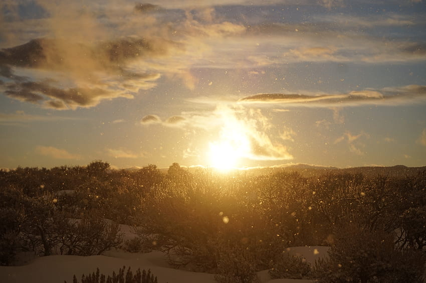 Winter, Nature, Sunset, Sun, Snow, Snowstorm HD wallpaper