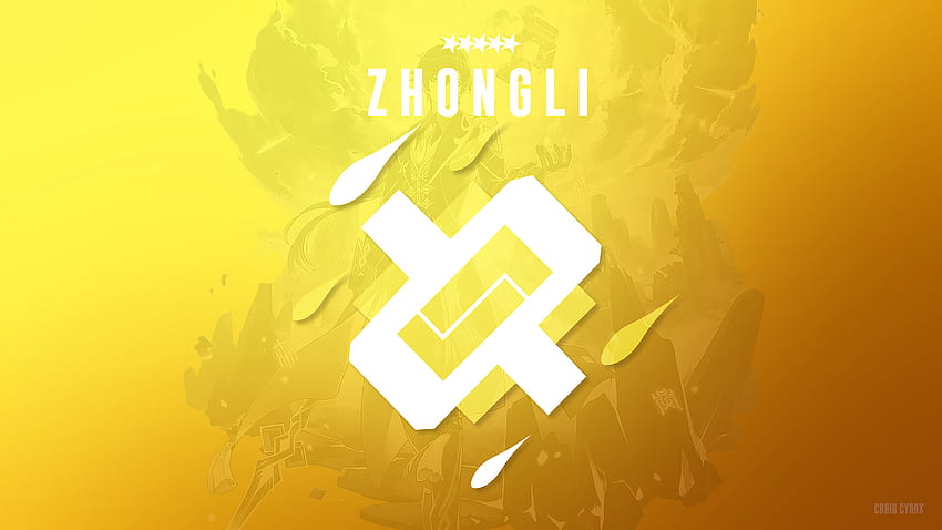 Logo Zhongli giallo Genshin Impact Sfondo HD