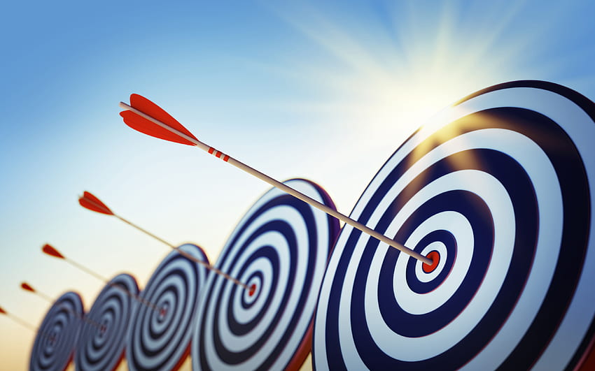 targets, , direct hit, business concepts, goal achievement, goals, red arrows, targets concepts HD wallpaper