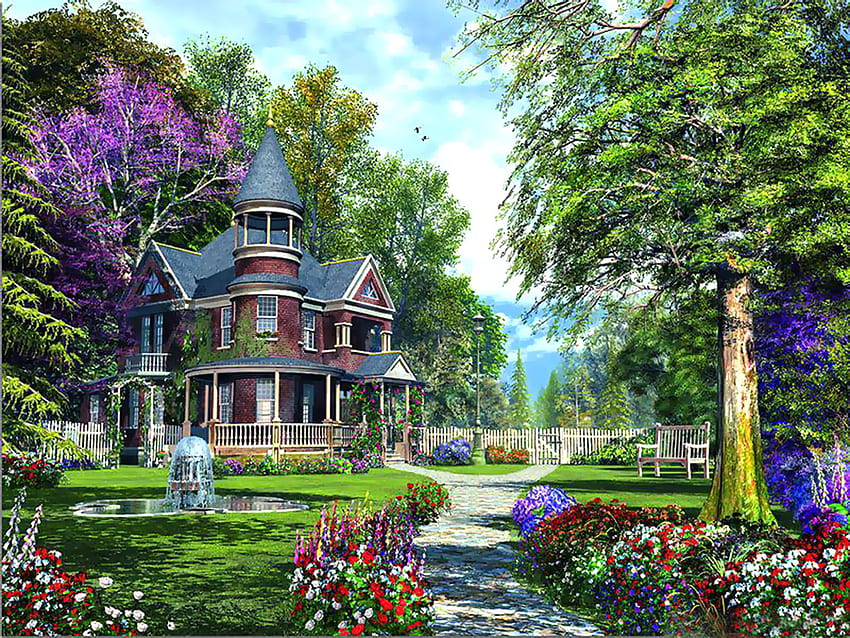nature flowers, lawn, garden, grass, yard, plant - Use, Natural Garden HD wallpaper