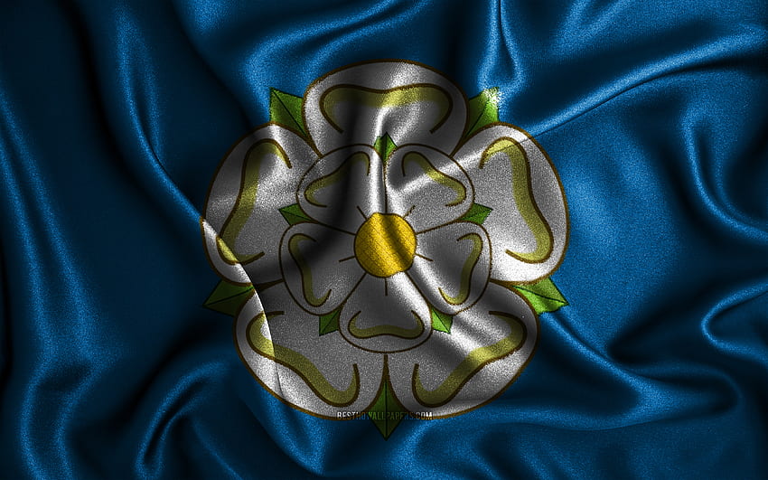 Bandeira de Yorkshire, bandeiras onduladas de seda, condados ingleses, bandeira de Yorkshire, bandeiras de tecido, arte 3D, Yorkshire, Europa, condados da Inglaterra, bandeira 3D de Yorkshire, Inglaterra papel de parede HD
