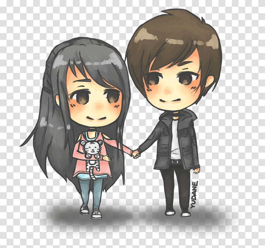 Cute Anime Couple Holding Hands Drawing Art - Drawing Skill