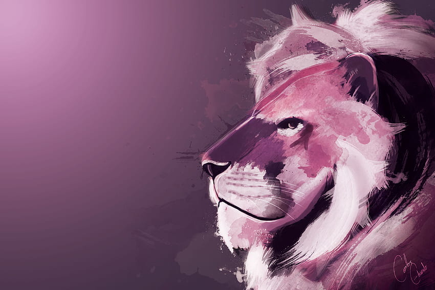 Lion Artwork , Animals, , , Background, Pink Lion HD wallpaper