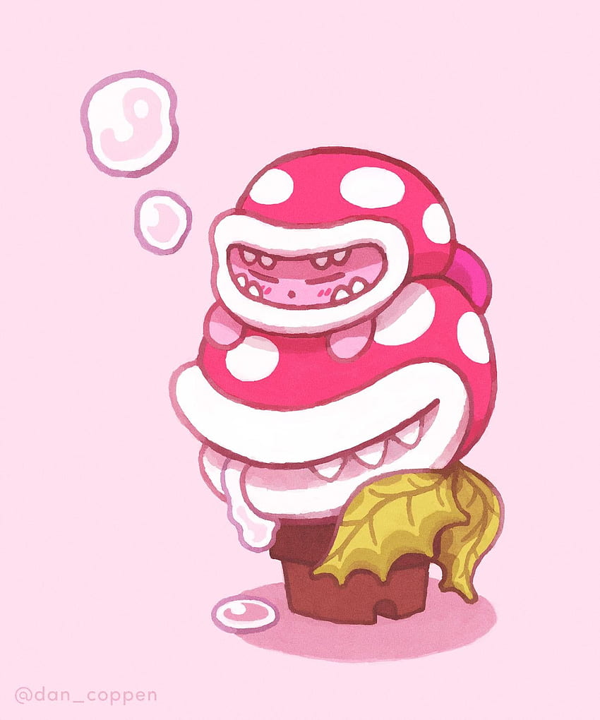 Drew a pic of Piranha Plant and Kirby with his new piranha pyjamas ...