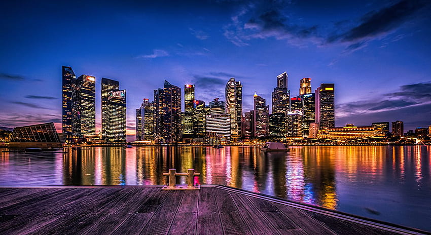 Singapore Sky river Night Skyscrapers Cities HD wallpaper