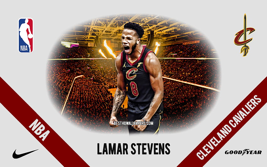 Lamar Stevens, Cleveland Cavaliers, amerikanischer Basketballspieler, NBA, Porträt, USA, Basketball, Rocket Mortgage FieldHouse, Logo der Cleveland Cavaliers HD-Hintergrundbild