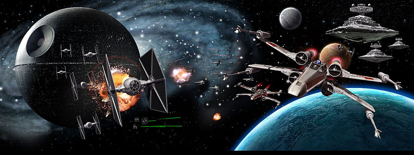 Gwiezdne wojny Multi Monitor sci fi science bitwa gwiazda śmierci pojazdy kosmiczne statki kosmiczne statki kosmiczne., Elite Dangerous Dual Monitor Tapeta HD