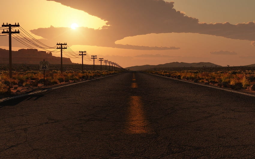 Highway to road to nowhere track in the desert, Desert Street HD wallpaper