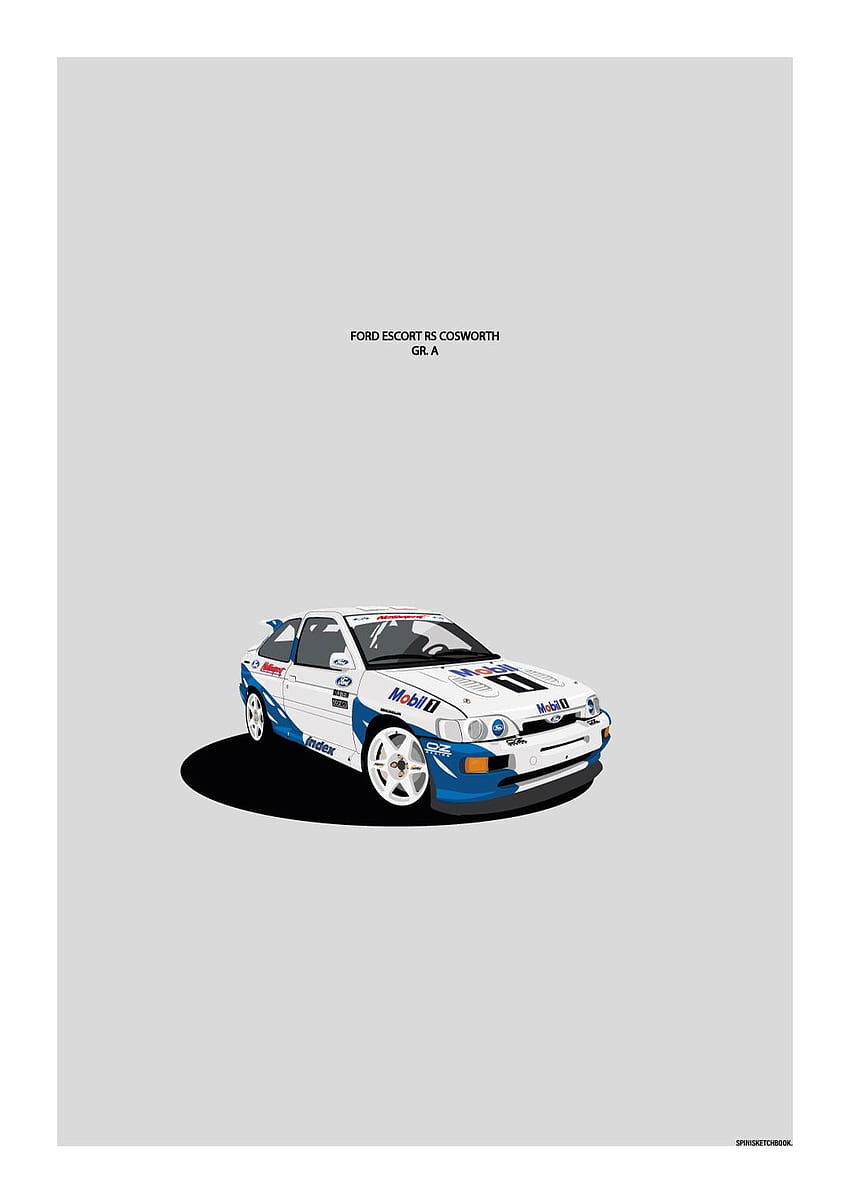 Ford Escort RS Cosworth Gr. A illustration: rally HD phone wallpaper