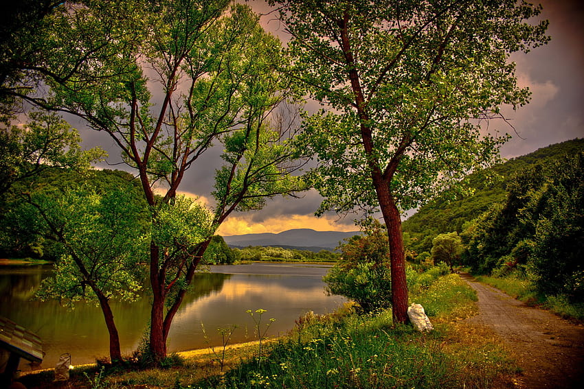 . Nature. . . river, Hungary, landscape, Dedestapolcsany, trees, Hungarian Landscape HD wallpaper