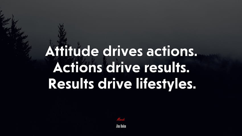 L'atteggiamento guida le azioni. Le azioni generano risultati. I risultati guidano gli stili di vita. Citazione di Jim Rohn, . Moca Sfondo HD