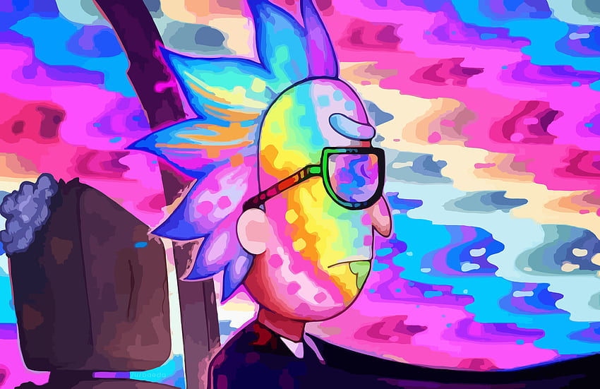 Rick y Morty, Rick, maneja, colorido fondo de pantalla