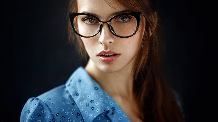 Wanita, berkacamata, percaya diri, berambut cokelat Wallpaper HD