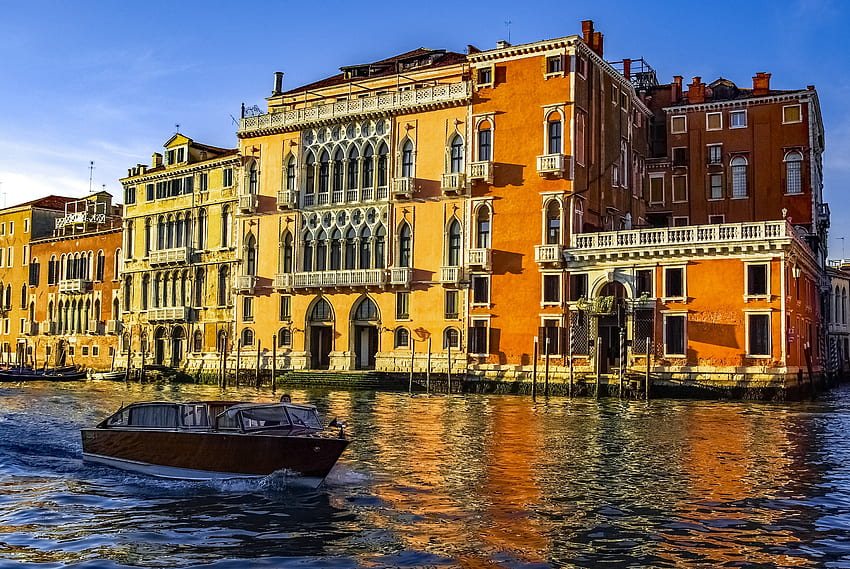 Ciudades, Italia, Venecia, Barco, Canal fondo de pantalla