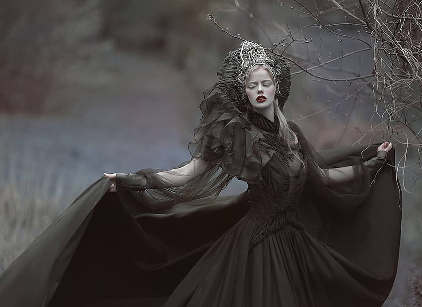 Evil Queen, agnieszka lorek, czarny, modelka, dziewczyna, sukienka, kobieta, ciemny Tapeta HD