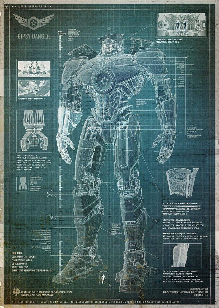Pacific Rim, Robot, Blueprints, Gipsy Danger HD phone wallpaper