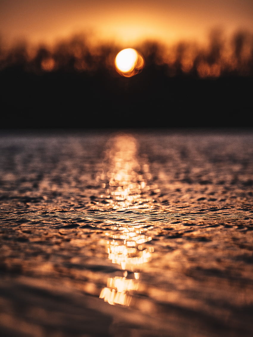 Wasser, Sonnenuntergang, Makro, Blendung, Unschärfe, glatt HD-Handy-Hintergrundbild