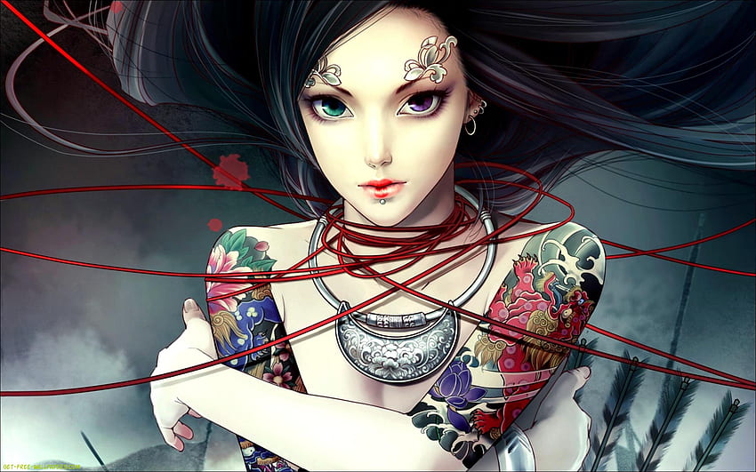 Anime Girl Tattoo, Yakuza Girl HD wallpaper