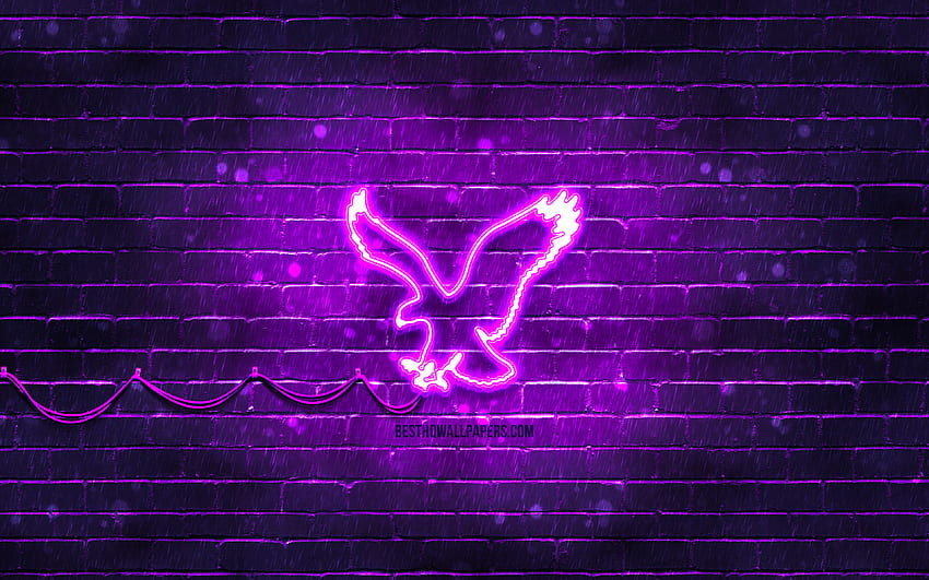 American Eagle Outfitters violet logo, , violet brickwall, American Eagle Outfitters logo, brands, American Eagle Outfitters neon logo, American Eagle Outfitters HD wallpaper