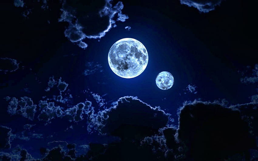 두 개의 달, 우주, 구름, 재미, 달 HD 월페이퍼