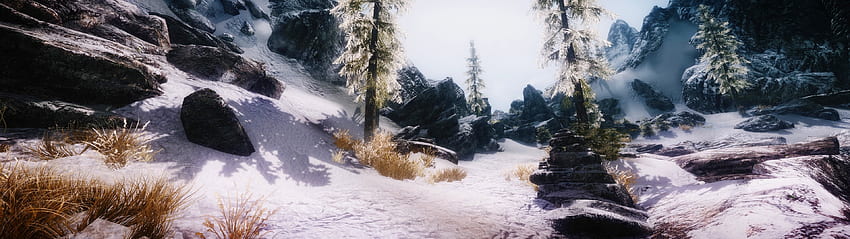 The Elder Scrolls V: Skyrim, wiele ekranów, mody, kraj, śnieg, góry / i mobilne tło, 3840X1080 Skyrim Tapeta HD