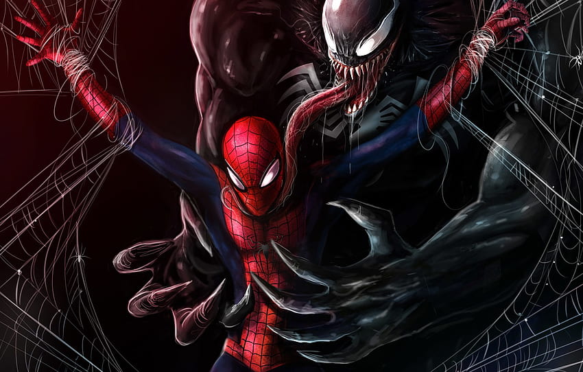 Art, Fiction, Marvel, Venom, Venom, Spider Man, Symbiote for , sekcja фантастика, Spider Man Symbiote Tapeta HD