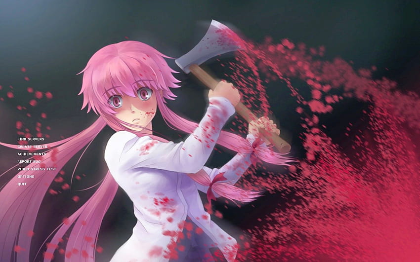 Wallpaper girl, anime, mirai nikki, gasai yuno, madskillz for