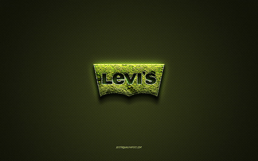 Levis logo, green creative logo, floral art logo, Levis emblem, green carbon fiber texture, Levis, creative art HD wallpaper