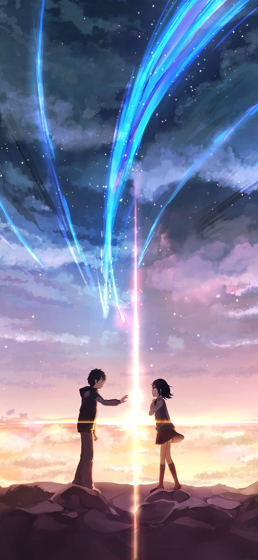 Tu nombre, niña y niño, amor, anime japonés iPhone XS X fondo de pantalla del teléfono