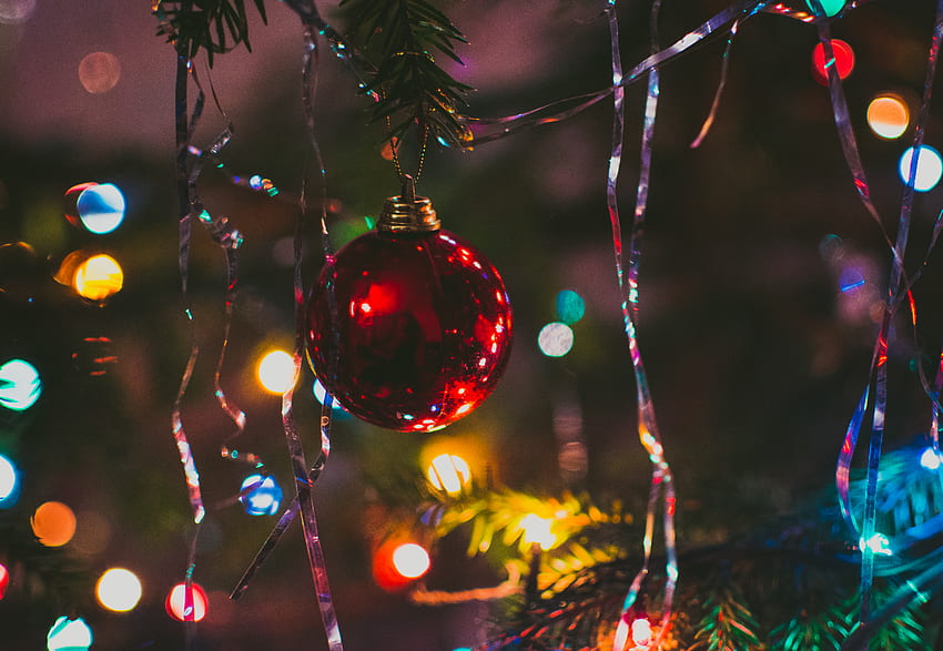 Vacanze, Capodanno, Natale, abete rosso, abete, palla, albero di Natale giocattolo Sfondo HD